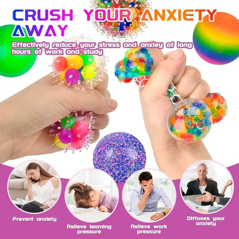 Mini Squishy Stress Balls Set | 6PCS Rainbow Sensory Squeeze Toys