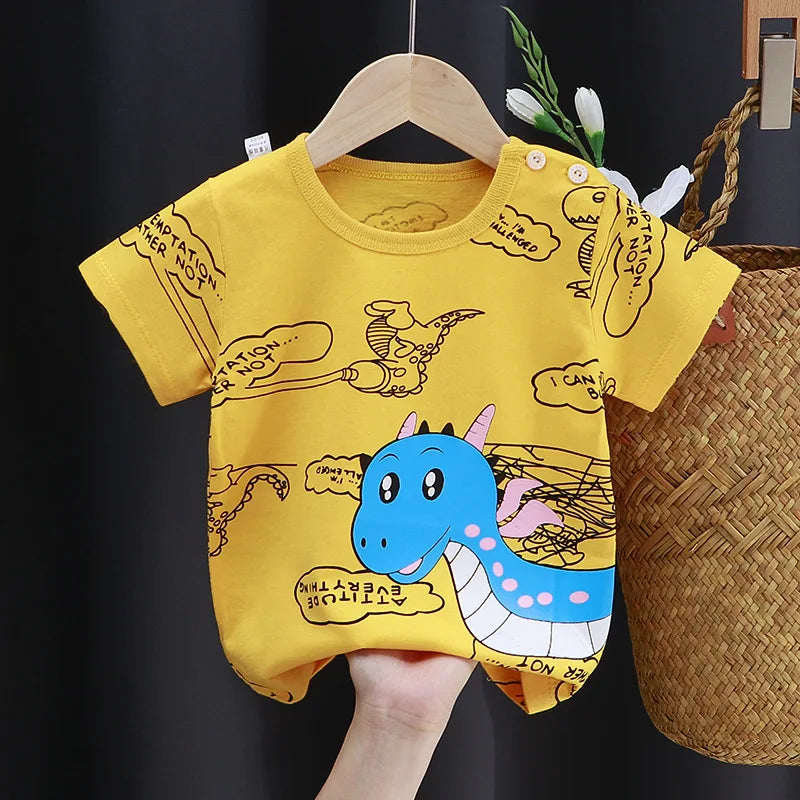 Kids Cartoon Cotton T-Shirt – Soft Summer Tee for Babies and Toddlers, Unisex Casual Top