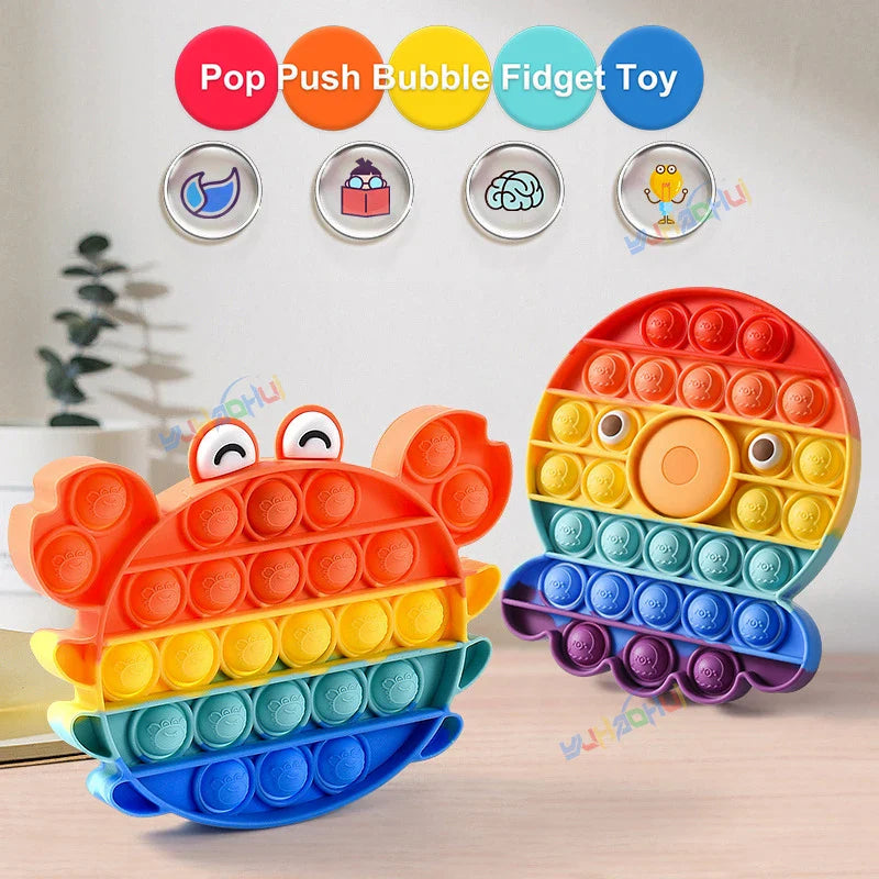 Rainbow Pop Push Bubble Fidget Toy | Sensory Stress Relief for Kids and Adults