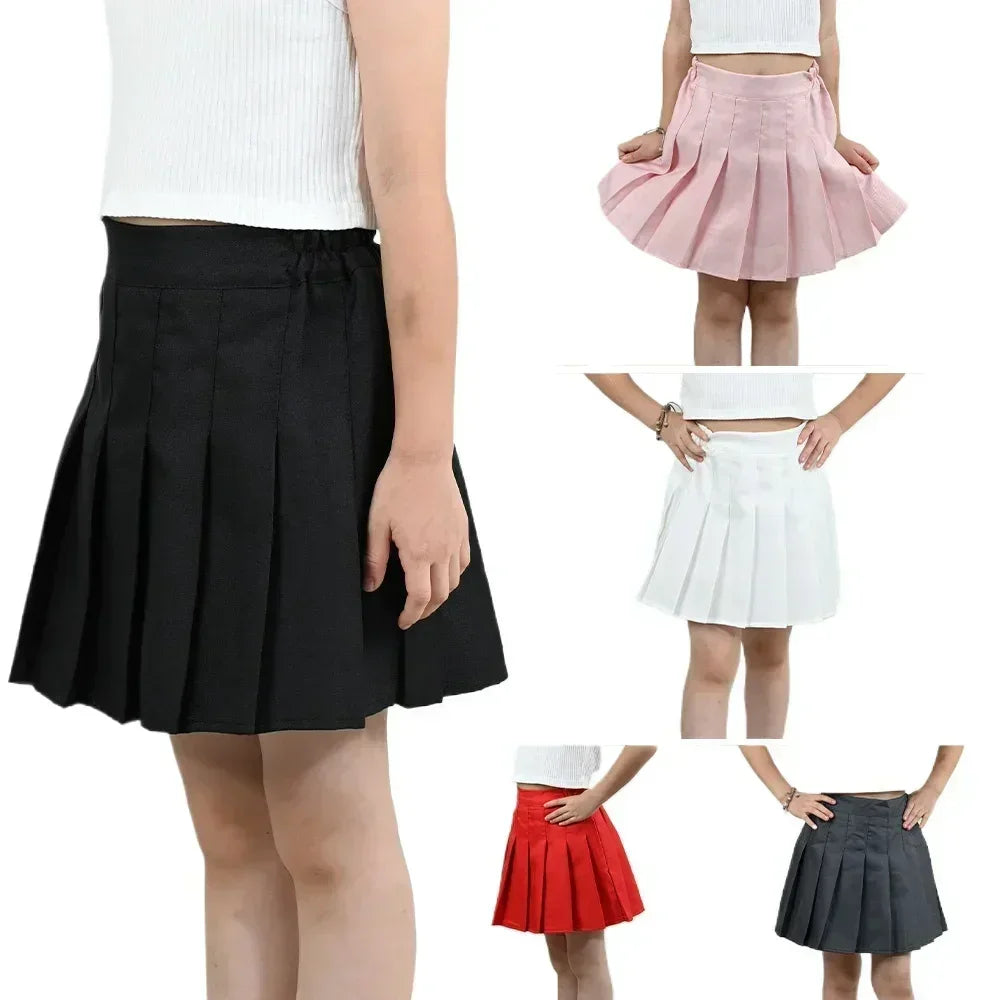 Summer Girl Pleated Skirt Children Summer Skirt Girls Mini Skirts Vintage Pleated Skirt 3-13Y Junior Girls Ruched Cullottes