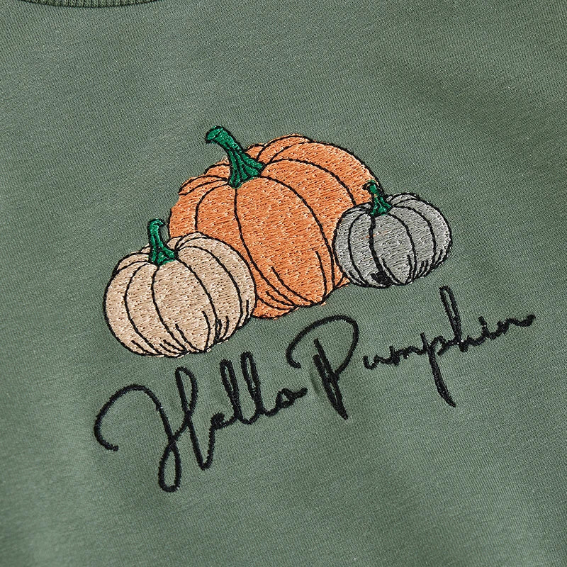 Baby Halloween Sweatshirt | Pumpkin Embroidery Pullover for Toddlers