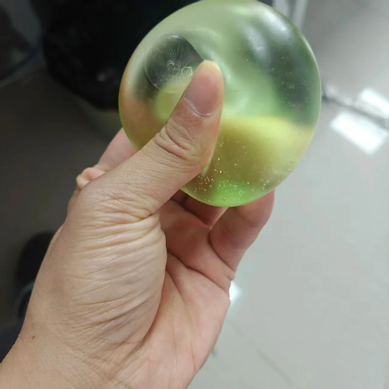 Blue/Green Squishy Stress Ball | Transparent Slow Rebound Fidget Toy for Kids and Adults