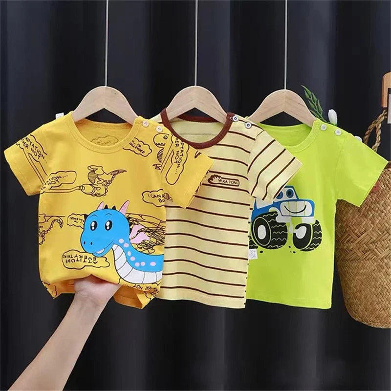 Kids Cartoon Cotton T-Shirt – Soft Summer Tee for Babies and Toddlers, Unisex Casual Top
