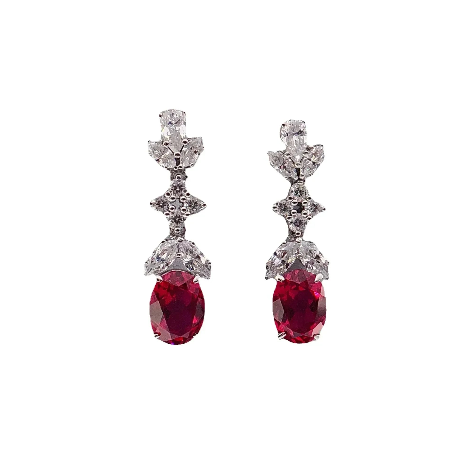 Women Marquise Pave with Oval Drop Earrings 1.5ct Moissanite PT950 Platinum - PT950 Dual-Shape Crafted, Marquise + Oval