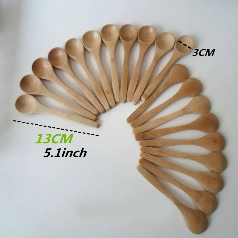 10 Piece Wooden Honey Spoon Set | Eco Friendly Bamboo Kitchen Condiment Scoop