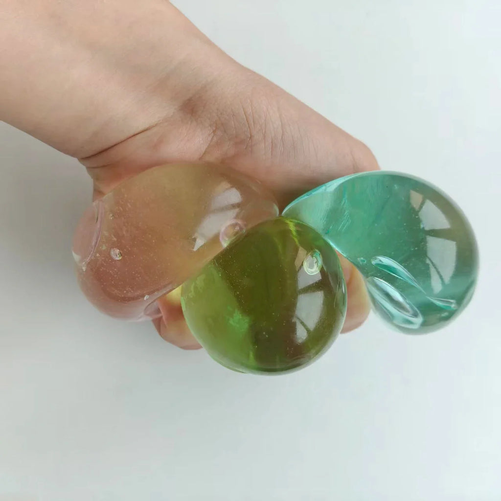 Blue/Green Squishy Stress Ball | Transparent Slow Rebound Fidget Toy for Kids and Adults