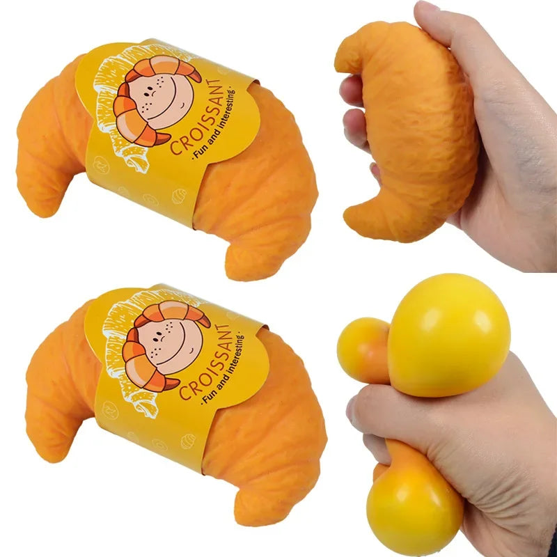Fun Realistic Croissant Squishy Toy | Cute Stress Relief Fidget Toy
