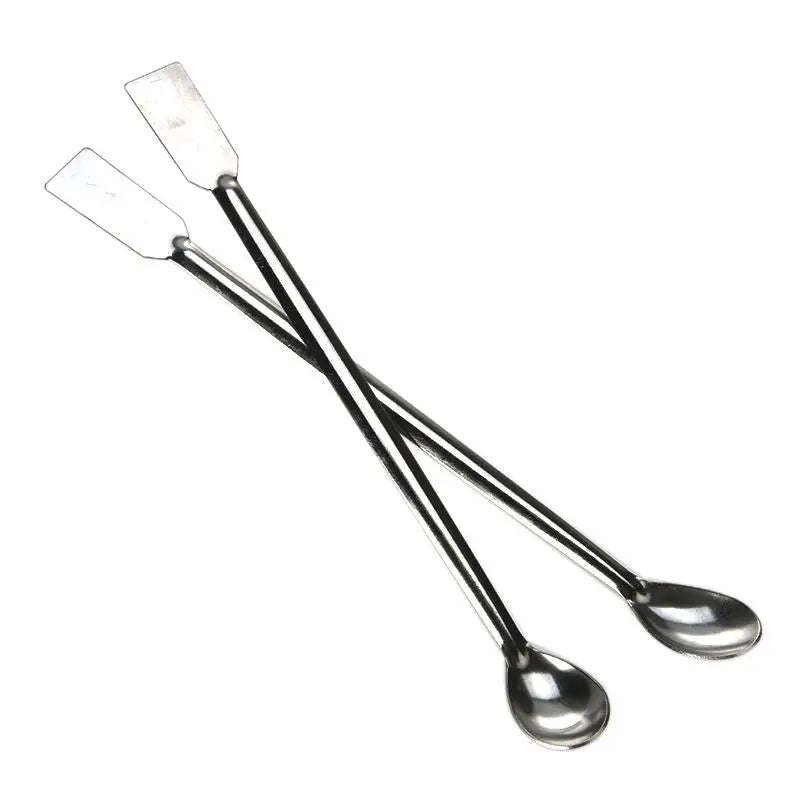 Double End Laboratory Medicine Spoon | Stainless Steel Sampling Scoop with Spatula