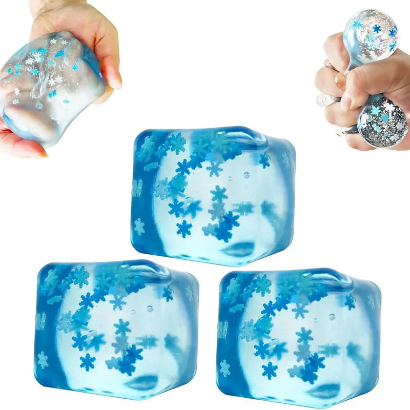 Snowflake Ice Cube Squishy Toy | Stress Relief Ball for Adults
