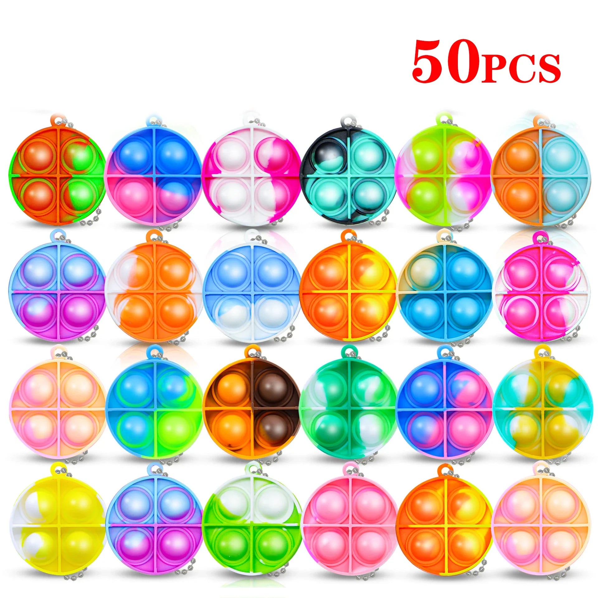 Pop Keychains Fidget Toys Bulk | Stress Relief Sensory Prizes for Classroom
