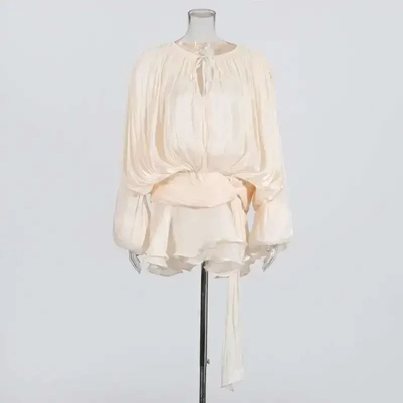 Women's A-Line Mini Dress with Long Sleeves & Empire Waist