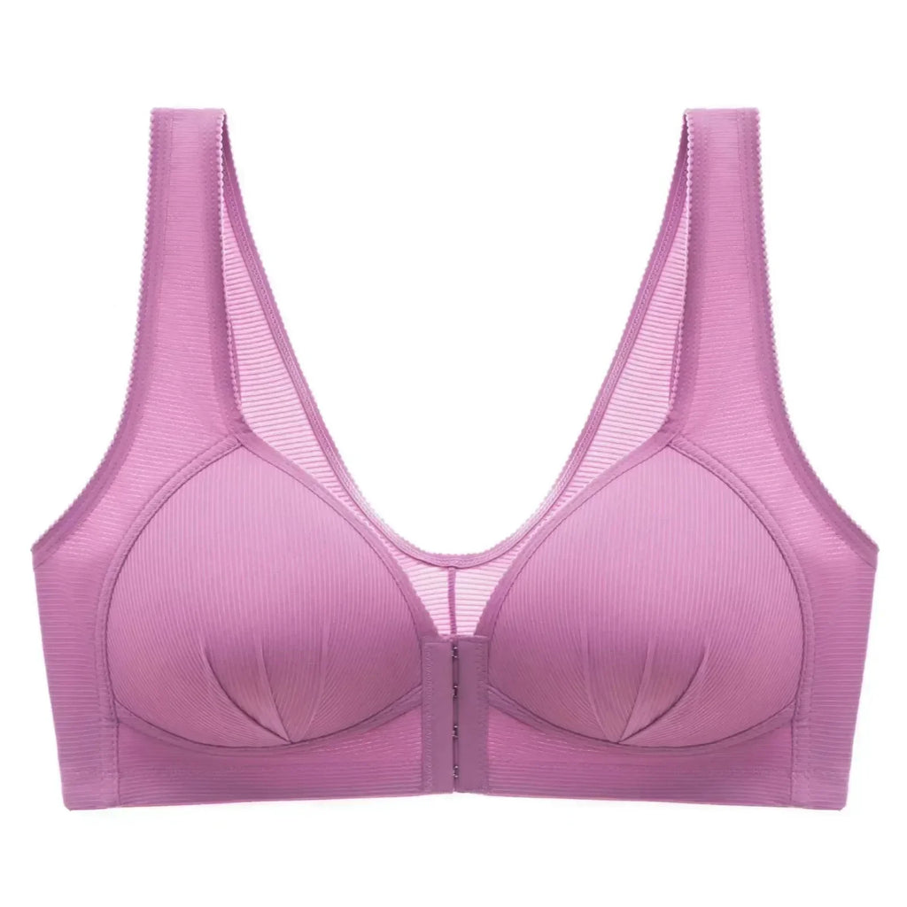 WTEMPO Plus Size Thin Non-steel Ring Front Buckle Cotton Bra Gathered Comfortable Underwear Soft Collection lingerie
