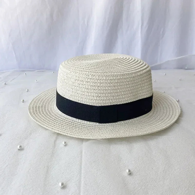 Korean Summer Men's and Women's Top Hats Straw Hats Sunshade Sunscreen Hats Beach Vacation Travel Hat