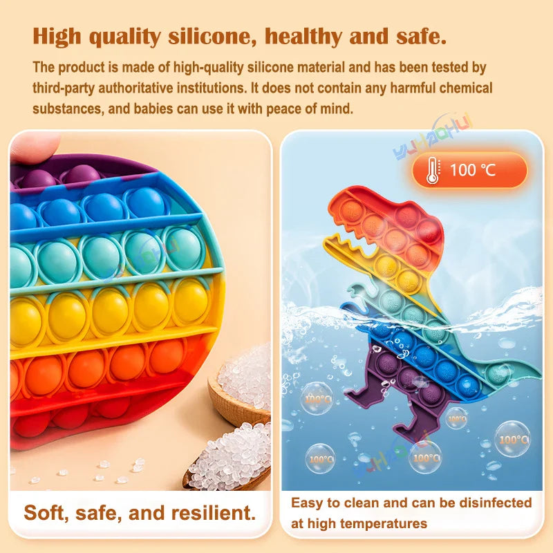 Rainbow Pop Push Bubble Fidget Toy | Sensory Stress Relief for Kids and Adults