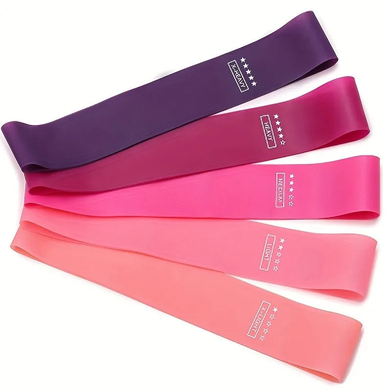 5 Pack Pink Resistance Bands | Elastic Fitness Loops for Leg and Butt Exercise
