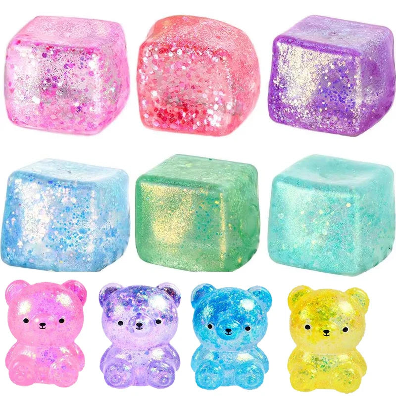 Maltose Cube Stress Squeeze Toy | Slow Rebound Polar Light Colorful TPR Block