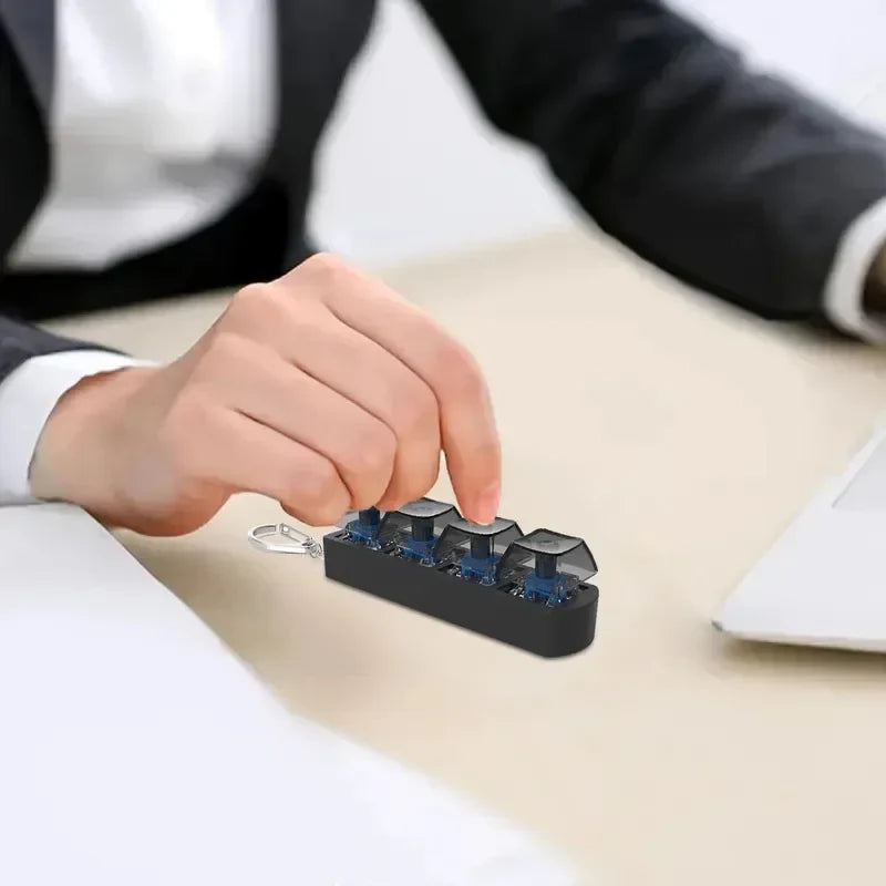 Four Button Finger Keychain | Mechanical Keyboard Decompression Toy for Office Stress Relief