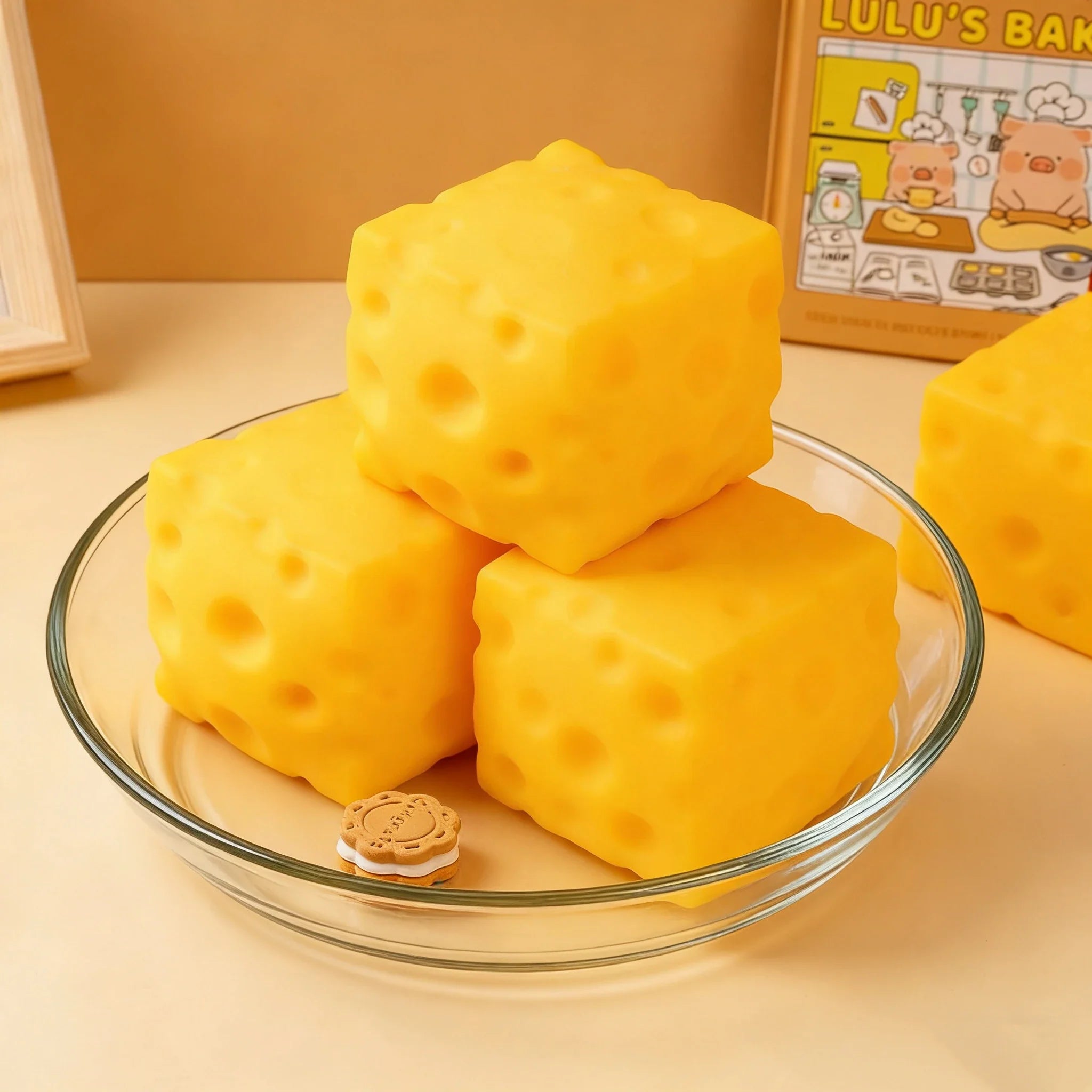 Squishy Square Cheese Stress Relief Toy | Slow Rebound Sensory Toy