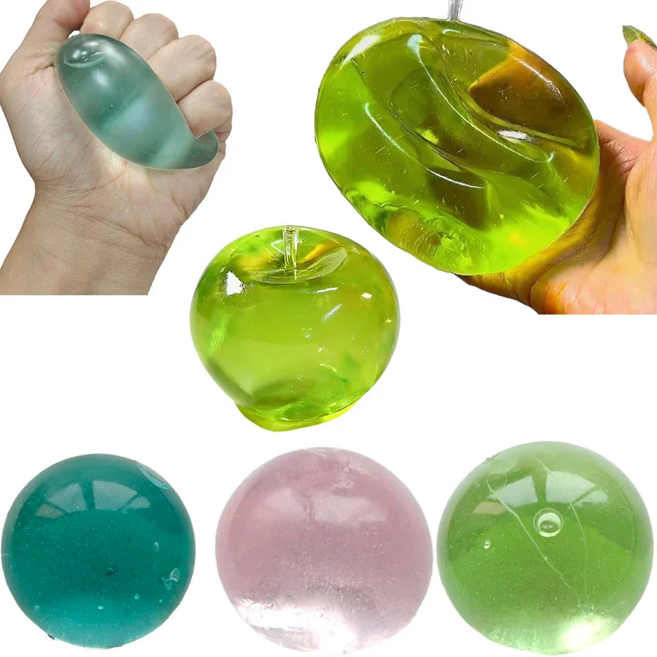 Blue/Green Squishy Stress Ball | Transparent Slow Rebound Fidget Toy for Kids and Adults