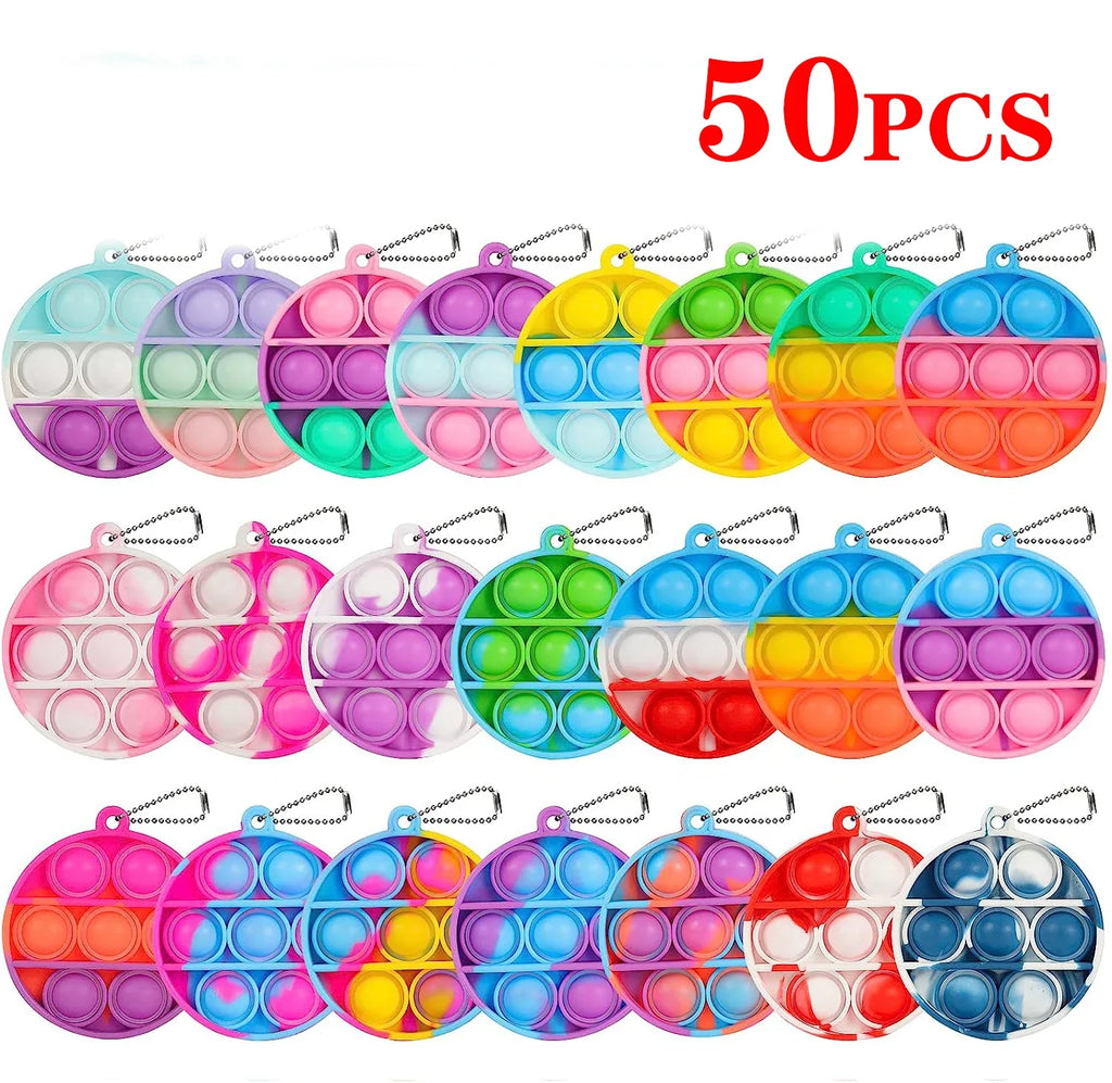 Pop Keychains Fidget Toys Bulk | Stress Relief Sensory Prizes for Classroom