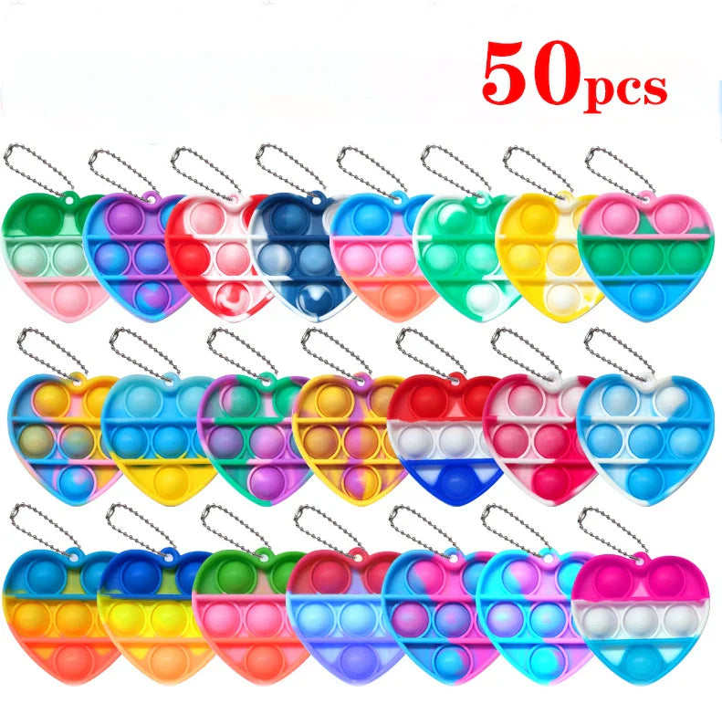 Pop Keychains Fidget Toys Bulk | Stress Relief Sensory Prizes for Classroom