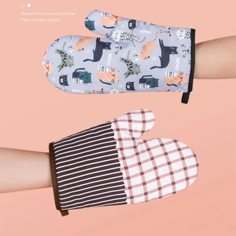 Heat Resistant Microwave Oven Glove | Anti Scald Non Slip Cotton Mitt for Baking