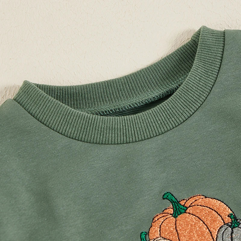 Baby Halloween Sweatshirt | Pumpkin Embroidery Pullover for Toddlers