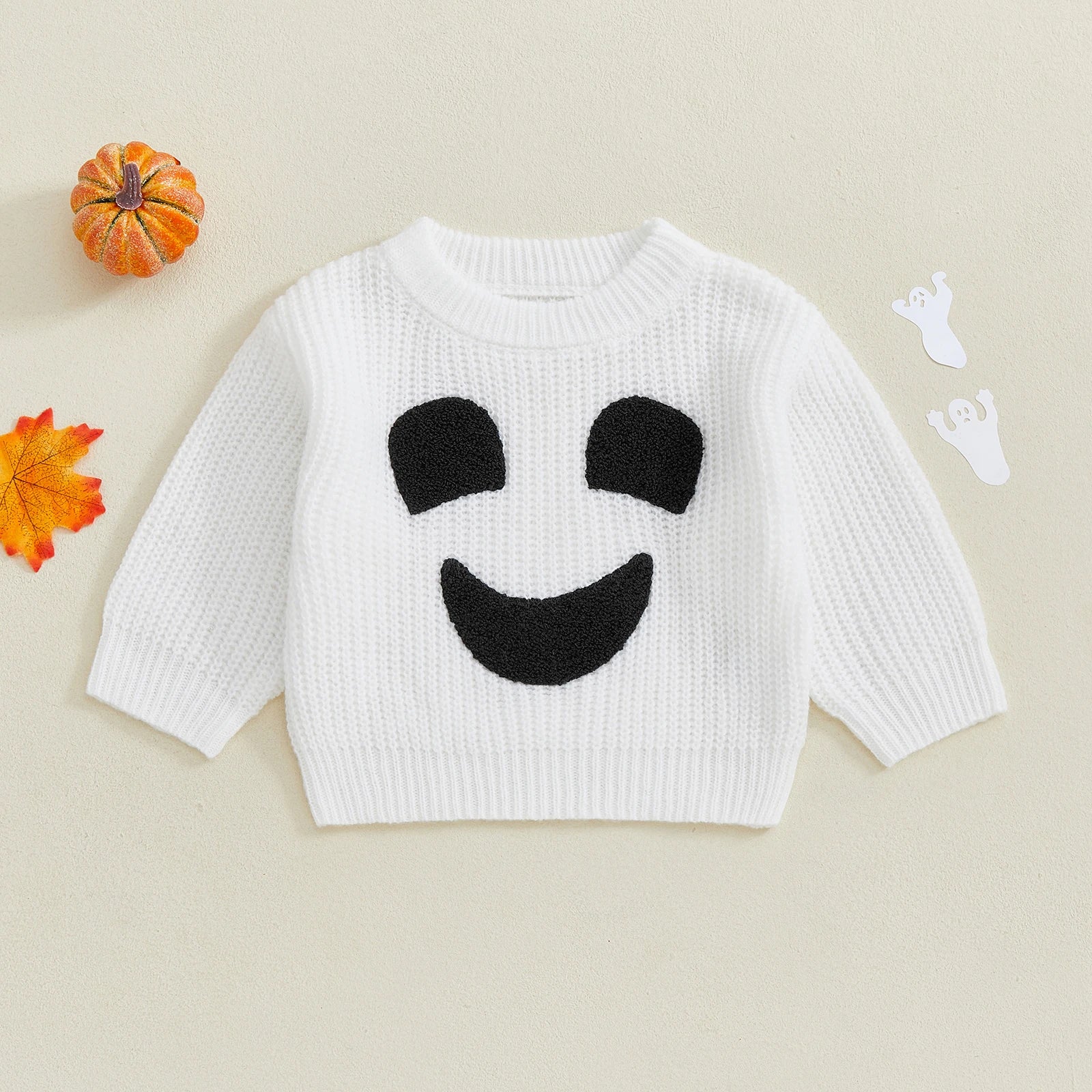 Baby Halloween Sweatshirt | Ghost & Skull Embroidery Toddler Top