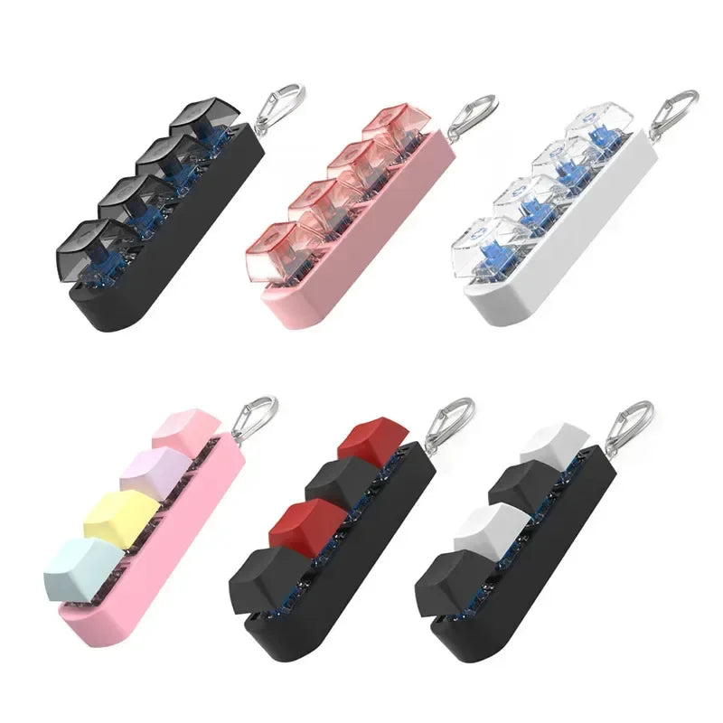 Four Button Finger Keychain | Mechanical Keyboard Decompression Toy for Office Stress Relief