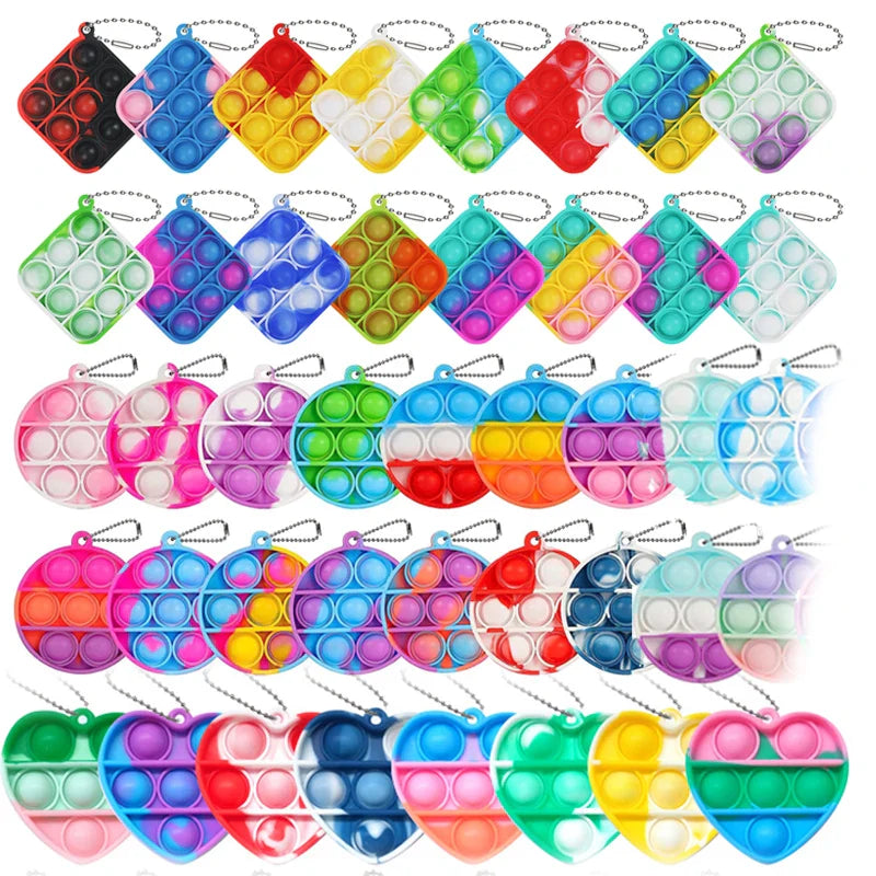 Pop Keychains Fidget Toys Bulk | Stress Relief Sensory Prizes for Classroom