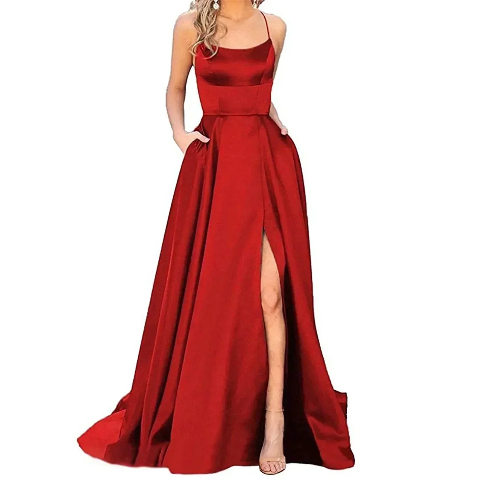 Navy Blue Bridesmaid Dress For Weddings Woman Guest 2024 Sexy Spaghetti Straps Split Prom Party Gowns Long Maid Of Dresses