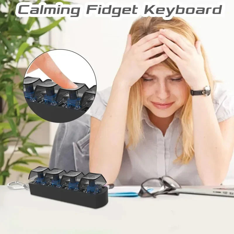 Four Button Finger Keychain | Mechanical Keyboard Decompression Toy for Office Stress Relief