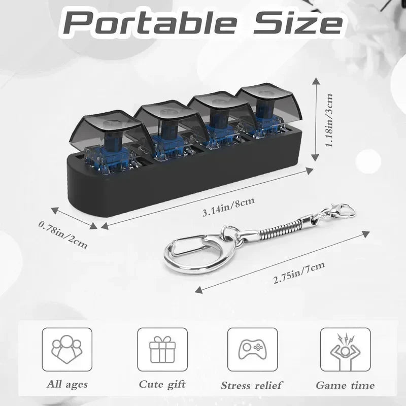 Four Button Finger Keychain | Mechanical Keyboard Decompression Toy for Office Stress Relief