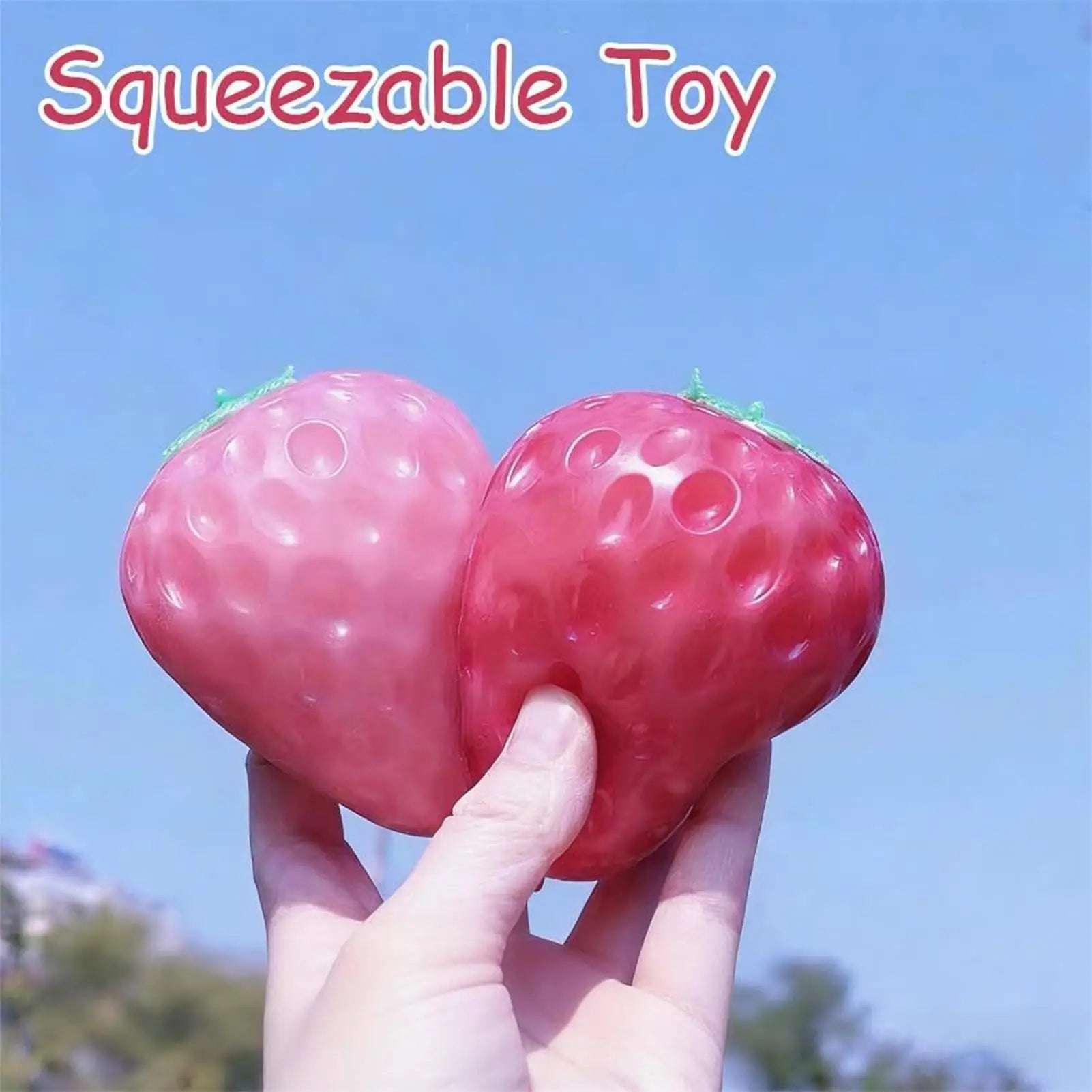 Color Changing Strawberry Squeeze Ball | Stress Relief Fidget Toy for Kids and Adults