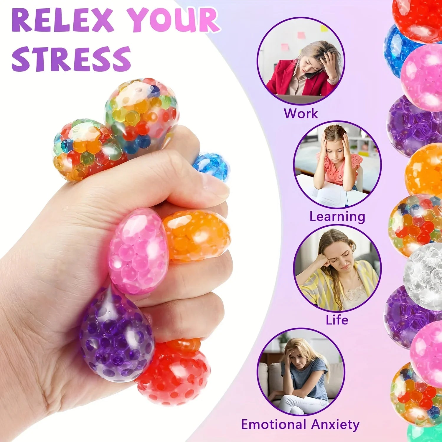 Set of 40 Mini Squishy Stress Balls | Fidget Toys for Anxiety Relief