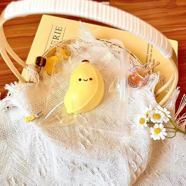 Cute Banana Squishy Toy | Fake Food Stress Relief Soft TPR Kawaii Mystery Blind Box
