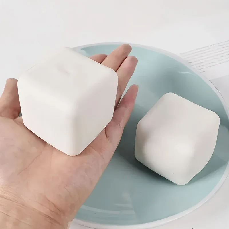 Squishy Milk White Tofu Toy | Cute Square Sensory Stress Relief Fidget