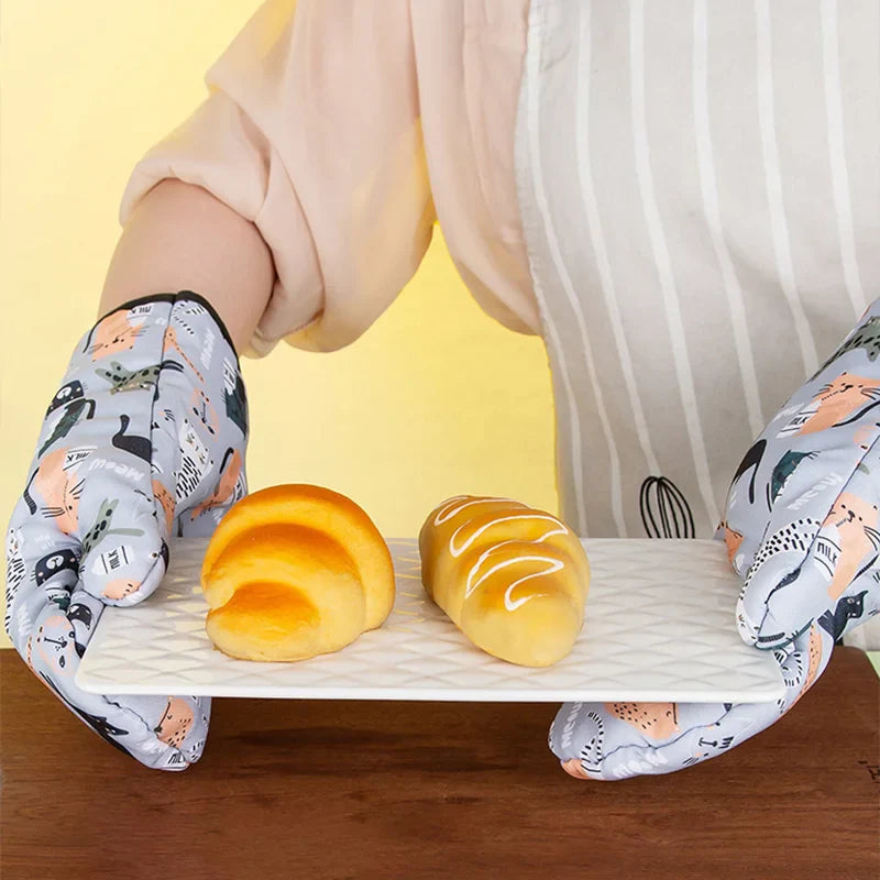 Heat Resistant Microwave Oven Glove | Anti Scald Non Slip Cotton Mitt for Baking