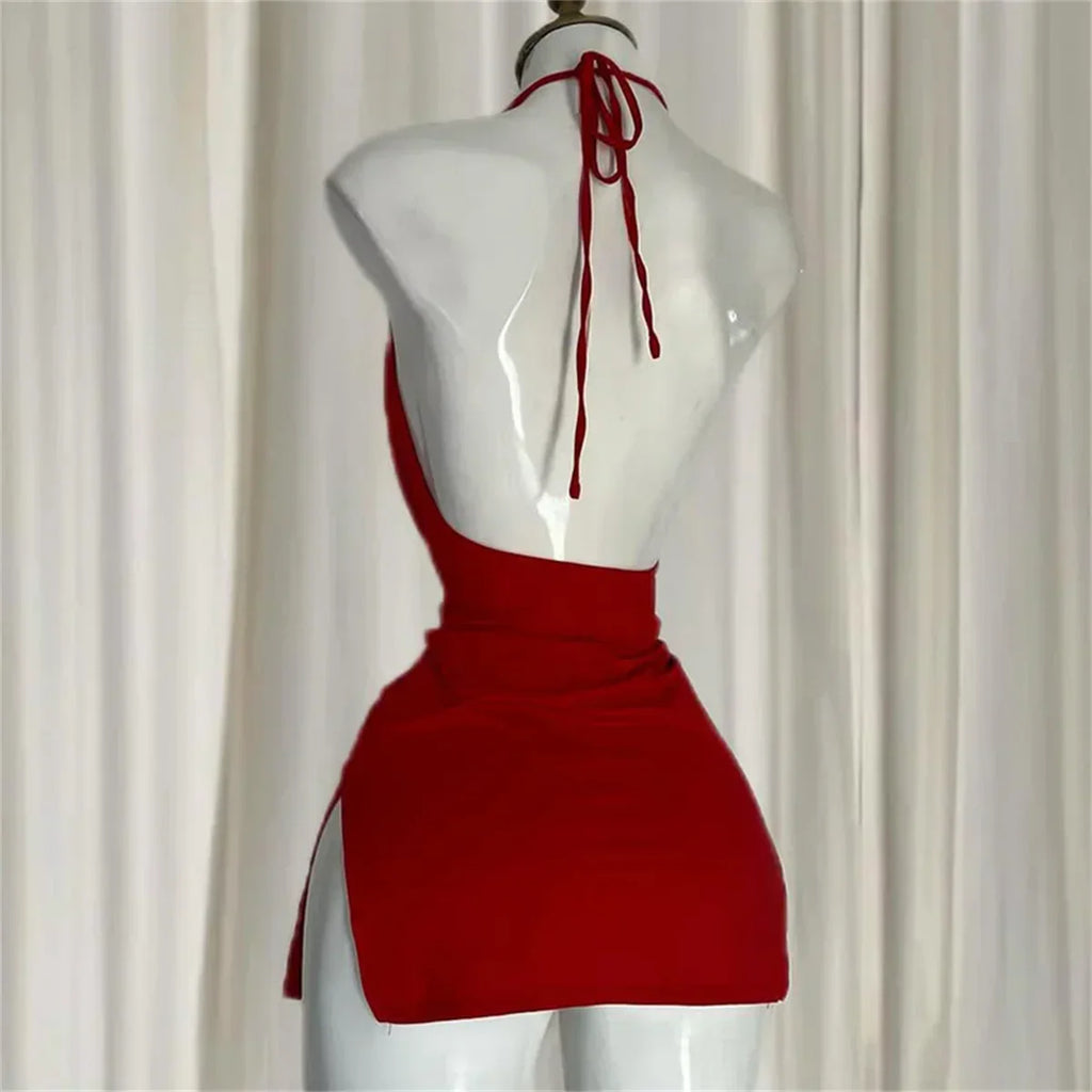 V Neck Backless Sundress | Sexy Lace Up Beach Dress -femstylo