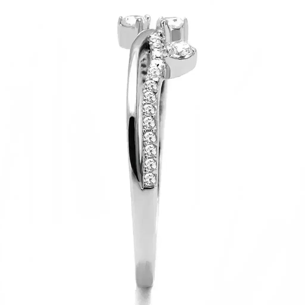 TS581 Rhodium Sterling Silver Ring – AAA Clear CZ Solitaire