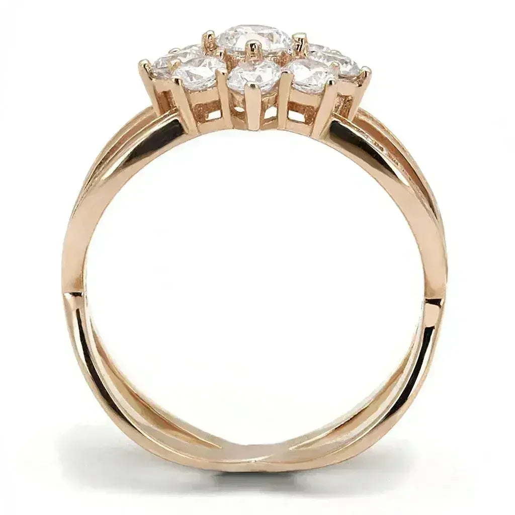 TS586 Rose Gold Sterling Silver Ring – AAA Clear CZ Solitaire
