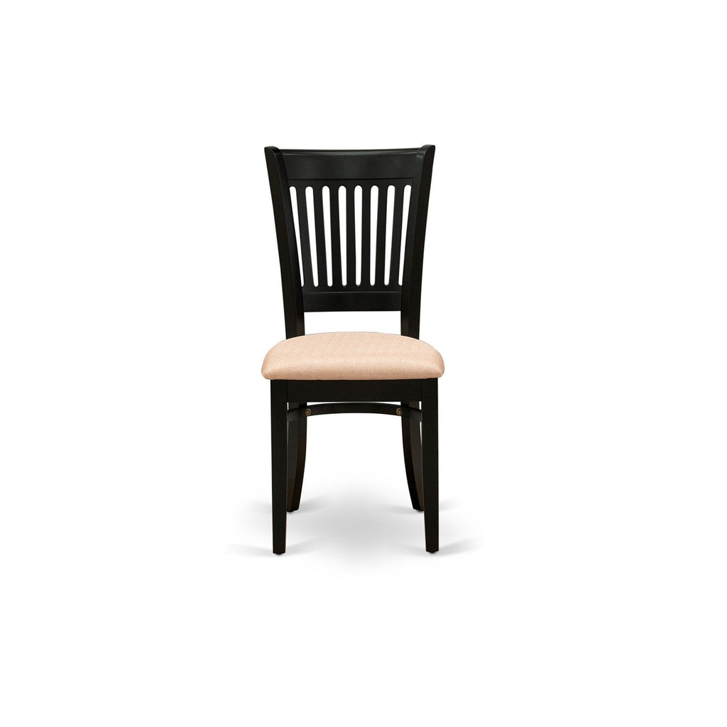EAST WEST FURNITURE - AMVA3-BLK-C - 3-Pc Modern Dining Table Set- 2 Wood Dining Chair and Dining Room Table - Linen Fabric Seat and Slatted Chair Back (Black Finish)
