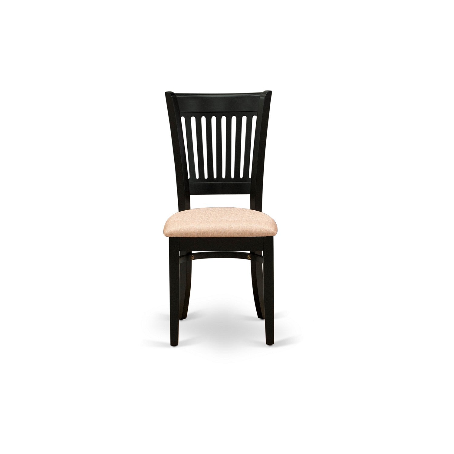 EAST WEST FURNITURE - AMVA3-BLK-C - 3-Pc Modern Dining Table Set- 2 Wood Dining Chair and Dining Room Table - Linen Fabric Seat and Slatted Chair Back (Black Finish)