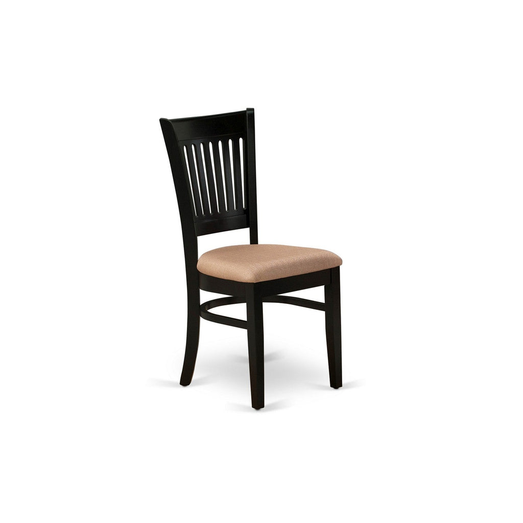 EAST WEST FURNITURE - AMVA3-BLK-C - 3-Pc Modern Dining Table Set- 2 Wood Dining Chair and Dining Room Table - Linen Fabric Seat and Slatted Chair Back (Black Finish)