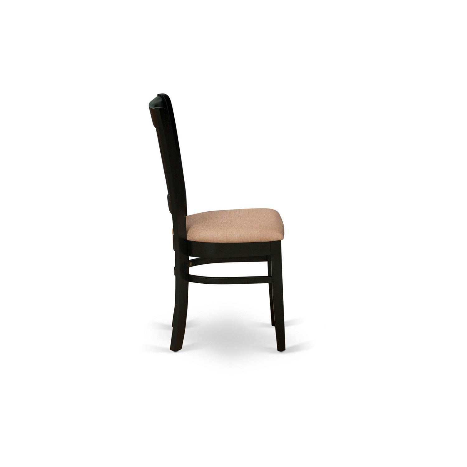 EAST WEST FURNITURE - AMVA3-BLK-C - 3-Pc Modern Dining Table Set- 2 Wood Dining Chair and Dining Room Table - Linen Fabric Seat and Slatted Chair Back (Black Finish)