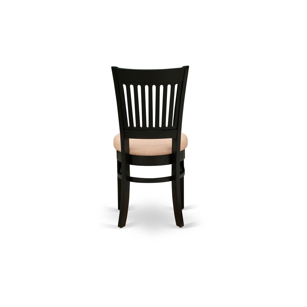 EAST WEST FURNITURE - ANVA5-BLK-C - 5-Pc Dinette Room Set- 4 Wooden Chair and Modern dining room table - Linen Fabric Seat and Slatted Chair Back (Black Finish)