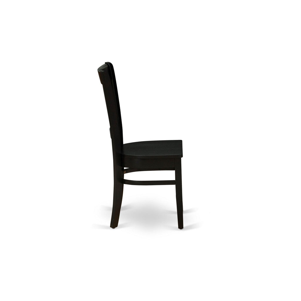 EAST WEST FURNITURE - AMVA3-BLK-W - 3-Pc Dinette Room Set- 2 Modern Dining Room Chair and Kitchen Dining Table - Wooden Seat and Slatted Chair Back (Black Finish)