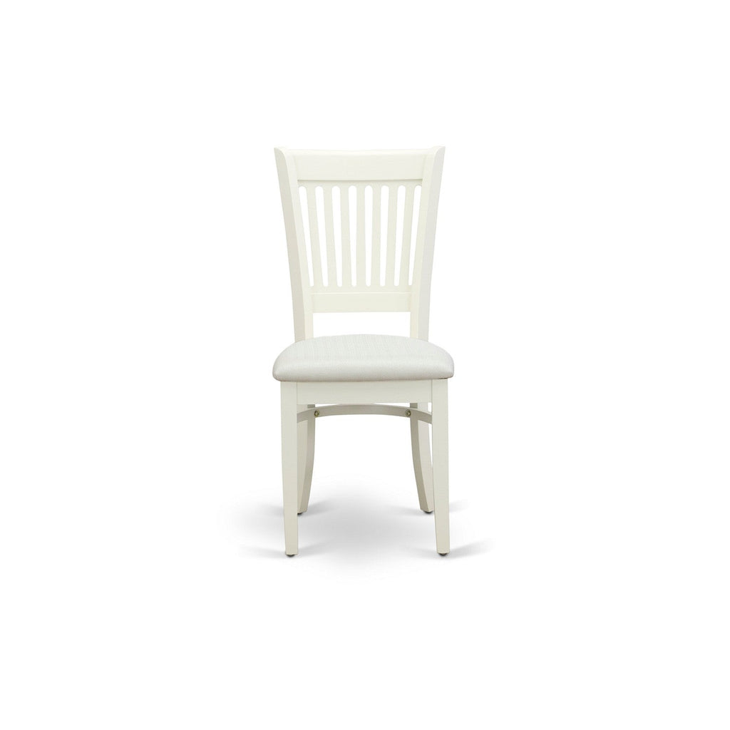 EAST WEST FURNITURE - ANVA5-LWH-C - 5-Piece Dining Table Set- 4 dining room chairs and Wooden Dining Table - Linen Fabric Seat and Slatted Chair Back (linen white Finish)