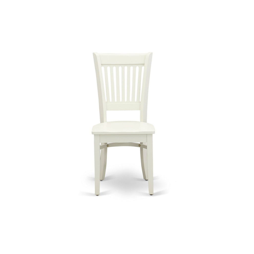 EAST WEST FURNITURE - AMVA3-LWH-W - 3-Pc Dining Room Table Set- 2 Dining Room Chair and Dining Table - Wooden Seat and Slatted Chair Back (linen white Finish)