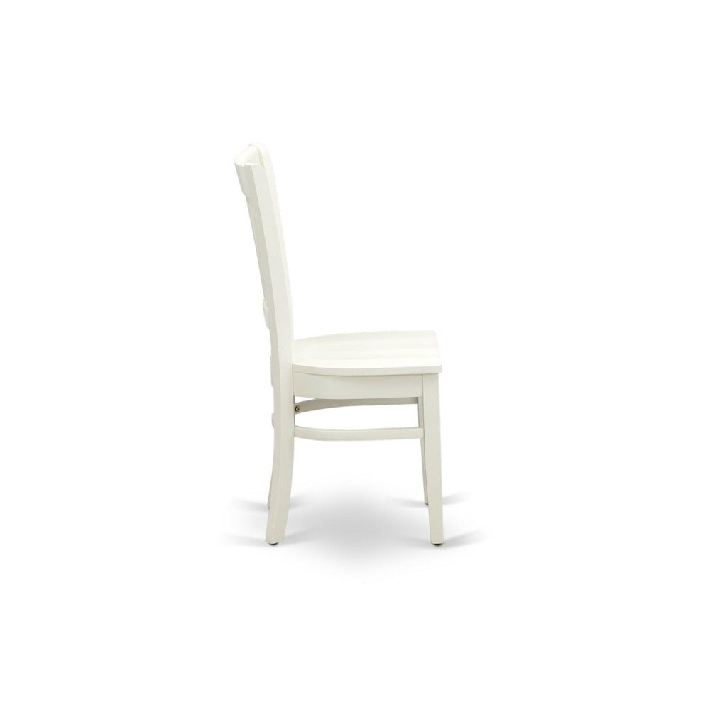 EAST WEST FURNITURE - ANVA5-LWH-W - 5-Piece Kitchen Dining Set- 4 Wooden Chairs and Dining Room Table - Wooden Seat and Slatted Chair Back (linen white Finish)